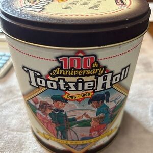 Vintage Tootsie Roll 100th Anniversary Tin - Cream & Black